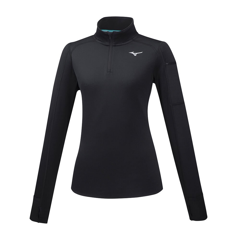 Women's Mizuno Running Clothing Black Vortex Warmalite HZ Apparel - J2GC971109